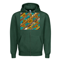 Sports Green leopard cowhide  leather sunflowers Zipper Hoodie - Artiststas