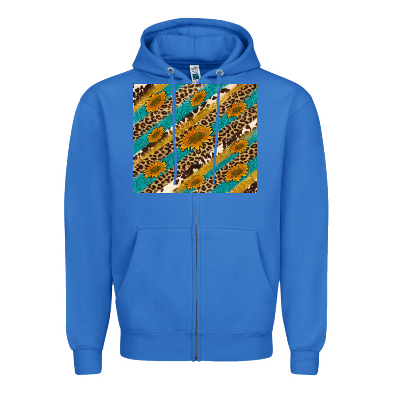 Leopard Cowhide  Leather Sunflowers Zipper Hoodie by Artiststas | Teevron