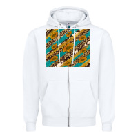 White leopard cowhide  leather sunflowers Zipper Hoodie - Artiststas