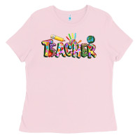 Bubblegum Pink Autism Teacher Ladies Tee - NancyCooperArtShop