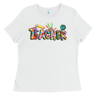 White Autism Teacher Ladies Tee - NancyCooperArtShop