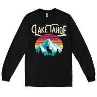 Black Vintage Lake Tahoe Mountains Retro T Long Sleeve Tee - longCreatives