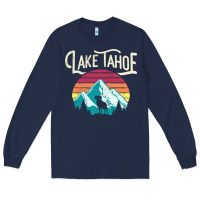 Navy Vintage Lake Tahoe Mountains Retro T Long Sleeve Tee - longCreatives