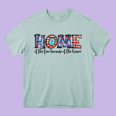Home Of The Because Of The Brave Heavy Core Tee Designed By Jahusdesignshop