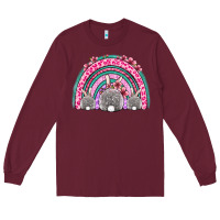 Burgundy Easter bunny rainbow Long Sleeve Tee - OliviaCreatesArt