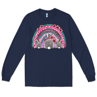 Navy Easter bunny rainbow Long Sleeve Tee - OliviaCreatesArt