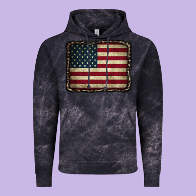 American Flag With Leopard Frame Vintage Hoodie Designed By Cowcowdesign