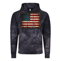 Cloud Black American Flag With Leopard Frame Vintage Hoodie - CowCowDesign