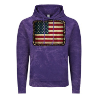 Cloud Purple American Flag With Leopard Frame Vintage Hoodie - CowCowDesign