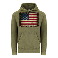 Vintage Olive American Flag With Leopard Frame Vintage Hoodie - CowCowDesign