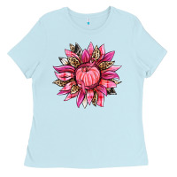 Baby Blue breast cancer sunflower Ladies Tee - texasbilliewilder