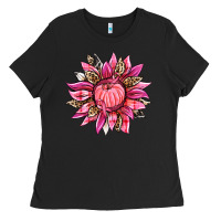 Black breast cancer sunflower Ladies Tee - texasbilliewilder
