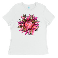 White breast cancer sunflower Ladies Tee - texasbilliewilder
