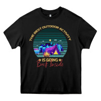 Black camping The Best Outdoor Activity Is Going Back Inside Heavy Core Tee - Bettercallsaul