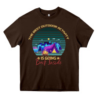 Chocolate Brown camping The Best Outdoor Activity Is Going Back Inside Heavy Core Tee - Bettercallsaul
