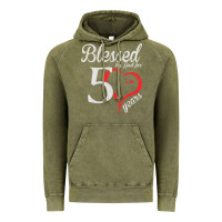 Vintage Olive Vintage 50th Birthday Blessed By God For 50 Years Birthday Vintage Hoodie - longCreatives
