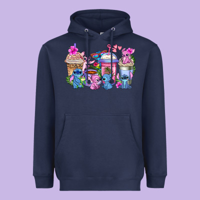 Stitch With Lilo Coffee Cups Heavyweight Hoodie Designed By Adodesignshop