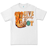 White Give Cancer the boot Kidney Cancer orange ribbon Premium Tee - NancyCooperArtShop
