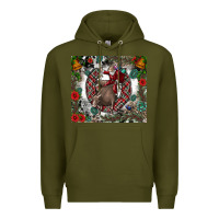 Army Green Rodeo Santa Premium Hoodie - CowhideDigitalArt