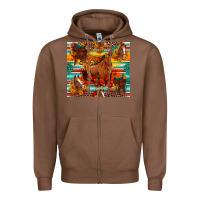 Chestnut galloping horse serape sunflowers turquoise and saddles Zipper Hoodie - Artiststas