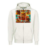 Galloping Horse Serape Sunflowers Turquoise And Saddles Zipper Hoodie | Teevron