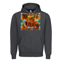Smoke galloping horse serape sunflowers turquoise and saddles Zipper Hoodie - Artiststas