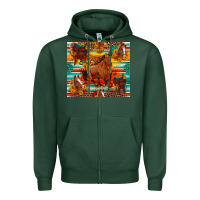 Sports Green galloping horse serape sunflowers turquoise and saddles Zipper Hoodie - Artiststas