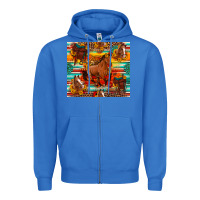 True Royal galloping horse serape sunflowers turquoise and saddles Zipper Hoodie - Artiststas