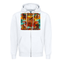 White galloping horse serape sunflowers turquoise and saddles Zipper Hoodie - Artiststas