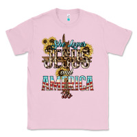 Bubblegum Pink She loves Jesus and America too sunflower Classic Tee - HowdyJamesFarm
