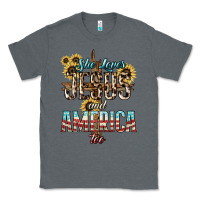 Charcoal Heather She loves Jesus and America too sunflower Classic Tee - HowdyJamesFarm