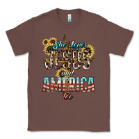 Chestnut She loves Jesus and America too sunflower Classic Tee - HowdyJamesFarm