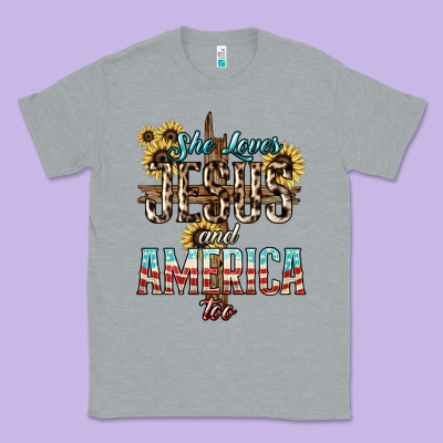 She Loves Jesus And America Too Sunflower Classic Tee Designed By Howdyjamesfarm