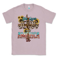 Lilac She loves Jesus and America too sunflower Classic Tee - HowdyJamesFarm
