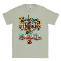Matcha She loves Jesus and America too sunflower Classic Tee - HowdyJamesFarm
