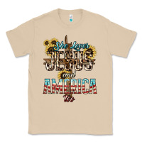 Mushroom She loves Jesus and America too sunflower Classic Tee - HowdyJamesFarm