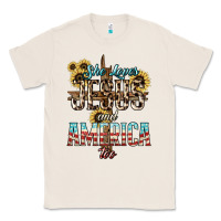 Natural She loves Jesus and America too sunflower Classic Tee - HowdyJamesFarm