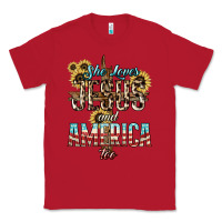 Red She loves Jesus and America too sunflower Classic Tee - HowdyJamesFarm