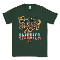 Sports Green She loves Jesus and America too sunflower Classic Tee - HowdyJamesFarm