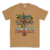 Toasted Coconut She loves Jesus and America too sunflower Classic Tee - HowdyJamesFarm