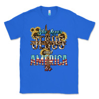 True Royal She loves Jesus and America too sunflower Classic Tee - HowdyJamesFarm