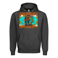 Charcoal Heather cowboy boots and sunflowers turquoise leopard background Zipper Hoodie - Artiststas