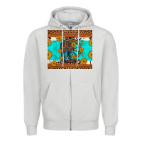Dove Grey cowboy boots and sunflowers turquoise leopard background Zipper Hoodie - Artiststas