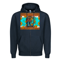 Navy cowboy boots and sunflowers turquoise leopard background Zipper Hoodie - Artiststas