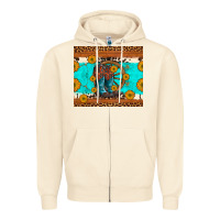 Sandshell cowboy boots and sunflowers turquoise leopard background Zipper Hoodie - Artiststas