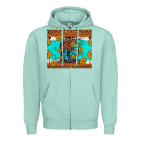 Seafoam cowboy boots and sunflowers turquoise leopard background Zipper Hoodie - Artiststas