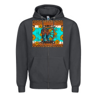 Smoke cowboy boots and sunflowers turquoise leopard background Zipper Hoodie - Artiststas