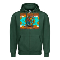 Sports Green cowboy boots and sunflowers turquoise leopard background Zipper Hoodie - Artiststas