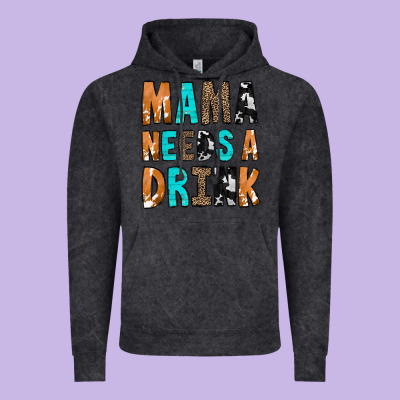 Mama Needs A Drink Vintage Hoodie Designed By Cowcowdesign