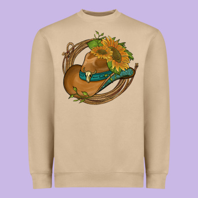 Western Hat With Sunflowers And Rope Heavyweight Sweatshirt Designed By Artiststas